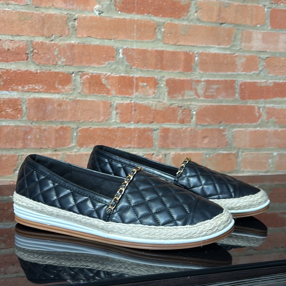 Anne Klein Black Quilted Espadrille slip-ons